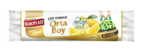 Koroplast Limon Kokulu Büzgülü Orta Boy 55x60 cm Çöp Poşeti 2x15 Adet Sarı