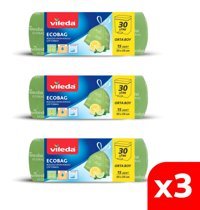 Vileda Limon Kokulu Büzgülü Orta Boy 55x55 cm Çöp Poşeti 3x15 Adet Yeşil