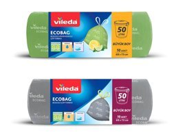 Vileda Limon Kokulu Büzgülü Büyük Boy 68x73 cm Çöp Poşeti 2x10 Adet Gri - Sarı