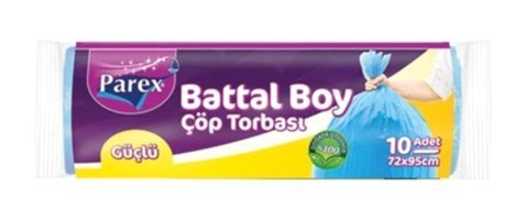 Parex Büyük Boy 72x95 cm Çöp Poşeti 10 Adet Mavi