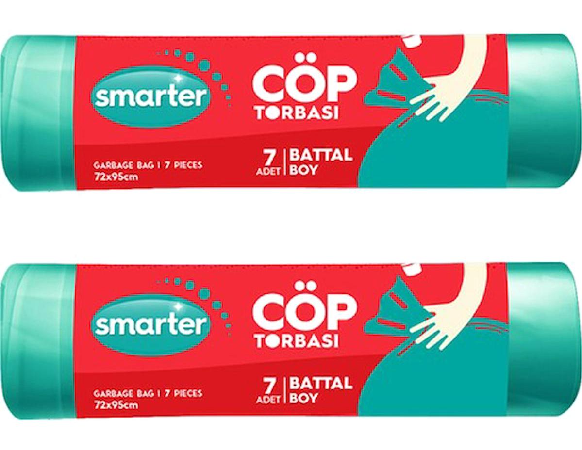 Smarter Şeffaf Battal Boy Çöp Poşeti 2x7 Adet Yeşil