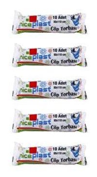 Niceplast Jumbo Boy 80x110 cm Çöp Poşeti 5x10 Adet Siyah