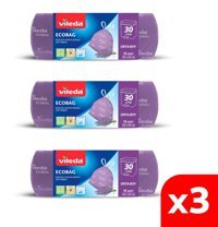 Vileda Lavanta Kokulu Büzgülü Orta Boy 55x55 cm Çöp Poşeti 3x15 Adet Mor