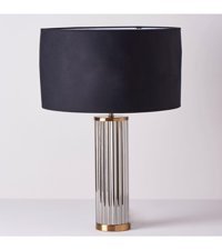 Linens Berly Keten Lacivert Tekli Metal Abajur