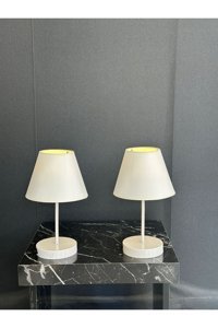 Fico Home Modern Metal Krem 2'li Metal Abajur