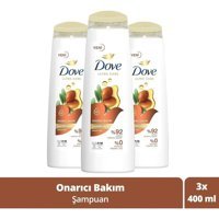 Dove Ultra Care Onarıcı Düz Saçlar İçin Argan Yağlı Kremsiz Şampuan Unisex Şampuanı 3x400 ml