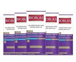 Bioblas Procyanidin Saç Dökülmesine Karşı Düz Saçlar İçin Sülfatsız Keratin Parabensiz Kremsiz Şampuan Unisex Şampuanı 5x360 ml