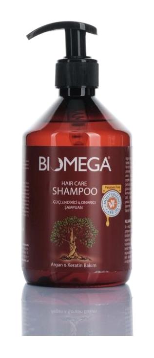 Biomega Onarıcı İnce Telli Düz Saçlar İçin Keratin Argan Yağlı Kremsiz Şampuan Unisex Şampuanı 500 ml