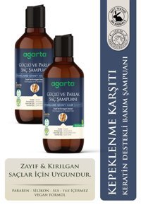Agarta Güçlü ve Parlak Onarıcı Arındırıcı İnce Telli Düz Saçlar İçin Tuzsuz Sülfatsız Keratin Parabensiz Kremsiz Şampuan Unisex Şampuanı 2x400 ml