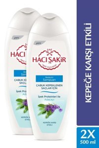 Hacı Şakir Kepek Karşıtı Arındırıcı Düz Saçlar İçin Parabensiz Kremsiz Şampuan Unisex Şampuanı 2x500 ml