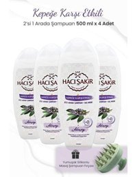 Hacı Şakir Arındırıcı Düz Saçlar İçin Parabensiz Kremsiz Şampuan 2 si Bir Arada Unisex Şampuanı 4x500 ml