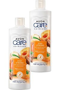 Avon Care Stay Strong Onarıcı Düz Saçlar İçin Kayısı-Shea Özü Kremli Şampuan Unisex Şampuanı 2x700 ml