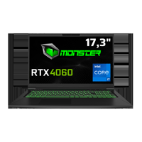 Monster Tulpar T7 V20.8 Harici GeForce RTX 4060 Intel Core i7 12700H 16 GB DDR5 500 GB SSD 17.3 inç FHD Freedos Gaming Laptop