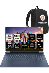 HP Victus 16 9J205EA Harici GeForce RTX 4060 Intel Core i7 14700HX 32 GB DDR5 4 TB SSD 16.1 inç FHD Windows 11 Pro Gaming Laptop PER4 ÇANTA