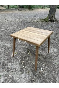Bigwoodworkers 50x50 cm Çantalı Kare Ahşap Katlanır Kamp Masası Kahverengi