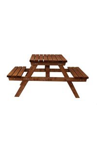 Alaçam Mobilya 170x73 cm Dikdörtgen Ahşap Tek Parça Kamp Masası Kahverengi