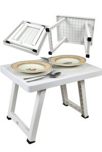 Binbirreyon Ha000-1 49.5x39 cm Dikdörtgen Plastik Katlanır Kamp Masası Beyaz
