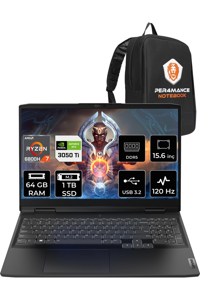 Lenovo Ideapad 3 82SB00X6TX Harici GeForce RTX 3050 Ti AMD Ryzen 7 6800H 64 GB DDR5 1 TB SSD 15.6 inç FHD Freedos Gaming Laptop PER4 ÇANTA