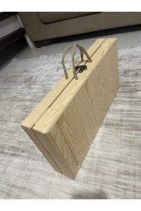 Bigwoodworkers 50x50 cm Çantalı Kare Ahşap Ortadan Katlanır Kamp Masası Kahverengi