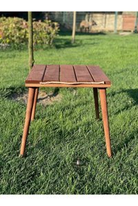 Elisra 50x50 cm Çantalı Kare Ahşap Katlanır Kamp Masası Kahverengi
