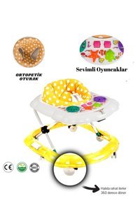 Jimmybaby Comfort 6 Tekerlekli Oyuncaklı Örümcek Yürüteç Sarı