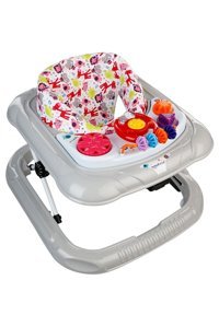 Baby Force BF-02 Hayvanlı 10 Tekerlekli 3 Kademeli Oyuncaklı Örümcek Yürüteç Gri