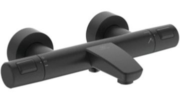Ideal Standard Ceratherm Pirinç Çiftli Çevirmeli Dereceli Yarı Ankastre Kare Banyo Bataryası Siyah