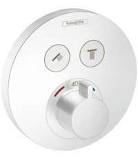 Hansgrohe 15743700 Pirinç Tekli Çevirmeli Dereceli Ankastre Kare Banyo Bataryası Beyaz