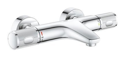 Grohe 1000 Performance Krom Kaplama Çiftli Çevirmeli Dereceli Yarı Ankastre Kare Banyo Bataryası Krom