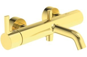 Ideal Standard Joy Pirinç Çiftli Çevirmeli Yarı Ankastre Kuğu Banyo Bataryası Altın