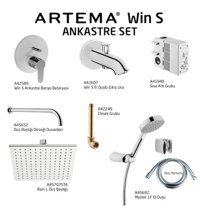 Artema WIN S Pirinç Çiftli Aç Kapa Banyo Bataryası Gri
