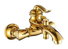 Acar Elegant Pirinç Çiftli Aç Kapa Ankastre Kuğu Banyo Bataryası Altın