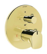 Artema A4269523 Krom Kaplama Çiftli Aç Kapa Ankastre Kare Banyo Bataryası Altın