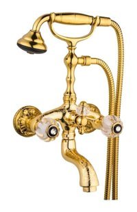 Aquamix Ottoman Pirinç Çiftli Aç Kapa Banyo Bataryası Altın