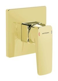 Artema A4275123 Zamak Çiftli Aç Kapa Ankastre Kare Banyo Bataryası Altın