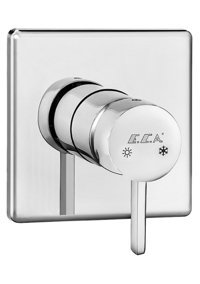 E.C.A 102167102H-K Krom Kaplama Çiftli Aç Kapa Ankastre Kare Banyo Bataryası Krom