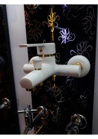 Seval Pirinç Çiftli Aç Kapa Yarı Ankastre Kare Banyo Bataryası Beyaz