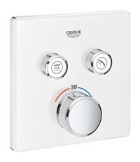 Grohe Grohtherm Krom Kaplama Tekli Çevirmeli Dereceli Ankastre Kare Banyo Bataryası Beyaz
