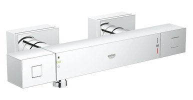 Grohe 34488000 Krom Kaplama Çiftli Çevirmeli Dereceli Yarı Ankastre Kare Banyo Bataryası Krom