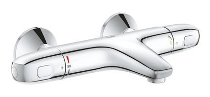 Grohe 34155003 Krom Kaplama Çiftli Çevirmeli Dereceli Yarı Ankastre Kare Banyo Bataryası Krom