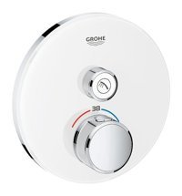 Grohe 29150LS0 Krom Kaplama Tekli Çevirmeli Dereceli Yarı Ankastre Kare Banyo Bataryası Beyaz