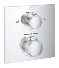 Grohe 19446002 Krom Kaplama Tekli Çevirmeli Dereceli Yarı Ankastre Kare Banyo Bataryası Krom