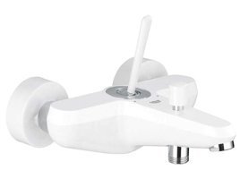 Grohe 23431LS0 Krom Kaplama Çiftli Çevirmeli Yarı Ankastre Kare Banyo Bataryası Beyaz