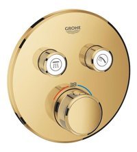 Grohe 29119GL0 Krom Kaplama Tekli Çevirmeli Dereceli Ankastre Kare Banyo Bataryası Altın