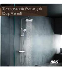 Nsk Pirinç Çiftli Çevirmeli Dereceli Ankastre Banyo Bataryası Krom