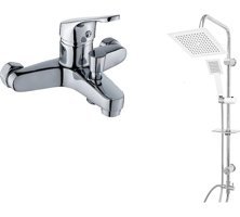 Diamond Pirinç Çiftli Aç Kapa Banyo Bataryası Beyaz