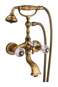Aquamix Ottoman Pirinç Çiftli Aç Kapa Banyo Bataryası Antik Sarı