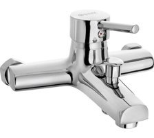 Aquamix Londra Pirinç Çiftli Aç Kapa Solo Kare Banyo Bataryası Krom