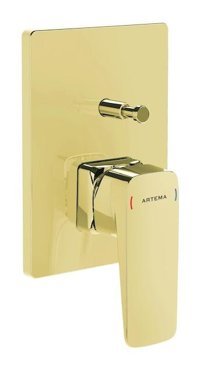 Artema A4275223 Zamak Çiftli Aç Kapa Ankastre Kare Banyo Bataryası Altın