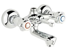Çapa 401 Pirinç Çiftli Çevirmeli Solo Kare Banyo Bataryası Krom